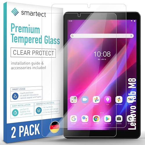 smartect Schutzglas [2 Stück, Klar] kompatibel mit Lenovo Tab M8, HD Schutzfolie Anti-Kratzer, Blasenfrei, 9H Härte, 0.3 mm Ultra-klar, Ultrabeständig