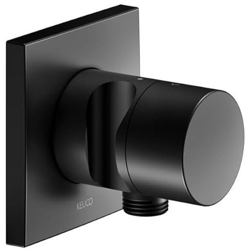 Keuco IXMO Armatur 59556, 2-Wege Umstellventil mit Schlauchanschluss und Brausehalter, Unterputz, Griff Pure, ohne Absperrfunktion, Farbe: Schwarz Matt