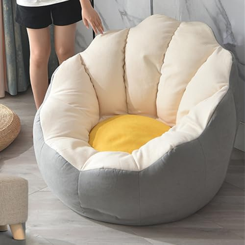 Highdi Sitzsack für Kinder Erwachsene Indoor Outdoor Sitzkissen Weicher Blumen Blütenblatt Sofabettbezug Ohne Füllung Gartenkissen Bodenkissen Mädchen Wohnzimmer Gaming (Aldult- 80x70cm,Beige)