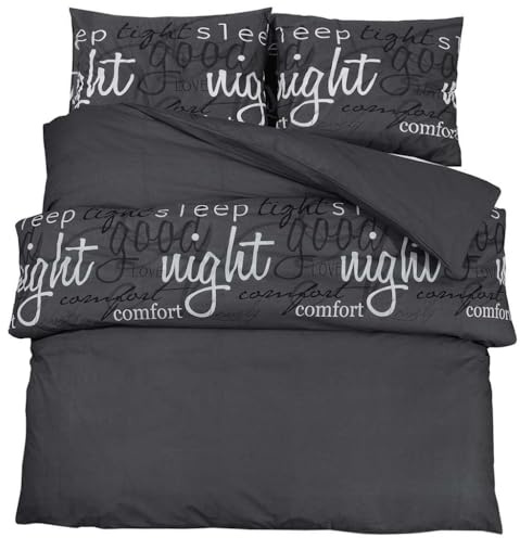 vidaXL Ensemble de Housse de Couette, Parure de Lit avec Taie d'oreiller, Ensemble de Literie Chambre à Coucher, Noir 200x220 cm Coton