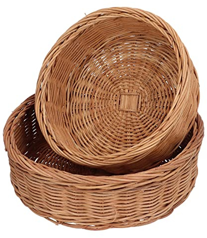 Belupai 2 Cestas Redondas Para Pan, Tejidas A Mano, Cestas De Almacenamiento De Frutas Y Verduras, Cuencos De Almacenamiento De Ratán, Cestas Decorativas Para Servir En El Hogar, Restaurante, Cocina,