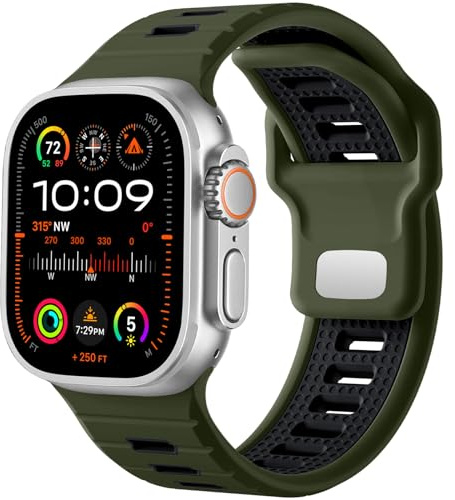 CeMiKa Correa Sport Compatible con Correas Apple Watch Ultra 3/Ultra 2/Ultra 49mm 44mm 46mm 45mm 42mm Hombres, 26mm Band de Repuesto Ajustable de Silicona para iWatch Series 11 10 9 8 7 SE 6 5 4 3 2 1