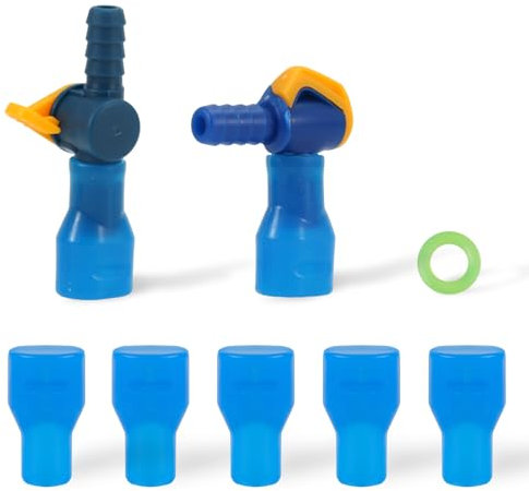 8pcs Bite Valve Replacement with 2 Straight & Angled Hose Connectors for Camelbak, Bladder Mouthpiece Replacement Includes Tube O-Ring for Water Reservoir Bladder Backpack Hydration (Bright Blue)