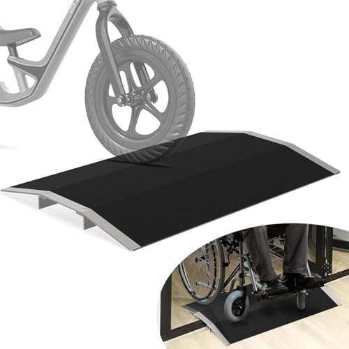 JJENXYYDS Tragbare Traktionsrampe, Rollstuhlrampe, Brückenschwellenrampe mit Stützrahmen und Rutschfester Oberfläche, Aluminiumrampe für Rollstühle, Treppen, Lieferwagen, Stufen,27.6 Wx15.8 Lx1.2 H