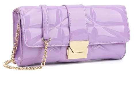 UShopUK Patent Leather Buckle Style Bridal Prom Wedding Evening Clutch Party Purse Hand Bag (Purple / Lilac)