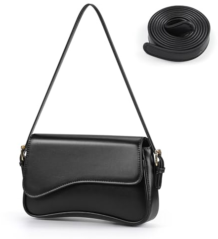 Etercycle Umhängetasche Damen, PU Leder Crossbody Bag mit 2 Schultergurt Handtasche Y2K Schultertasche Vintage für Frauen Trendy Taschen