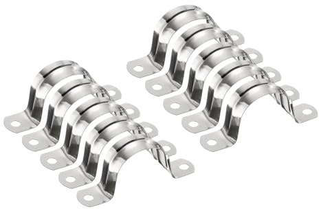 sourcing map 10 Stück 35 mm Rohrschellen, M35 U-Rohrschellen, Edelstahl, starres Rohrband, U-förmige Halterung mit zwei Löchern für Rohr, Schlauch, Drahtschnur, Befestigung