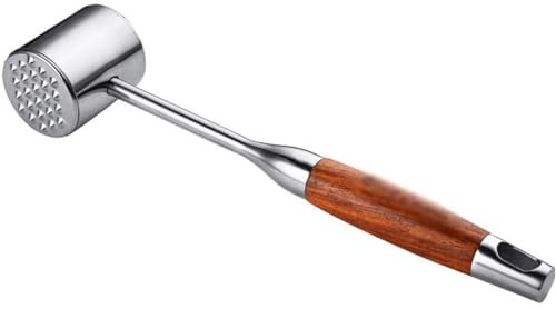 GZKDKZB Mazo para Carne de Acero Inoxidable 304 con 24 Clavos de Martillo Ablandador de Carne con Mango de Palo de Rosa Machacador de Carne para ablandar Carne de Cerdo