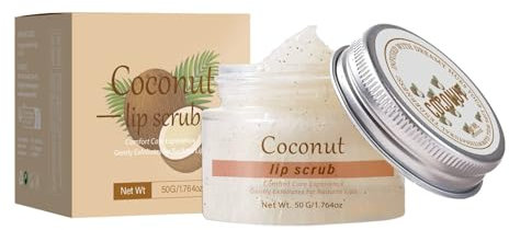 Lip Peeling,Lip Scrub,Lip Scrub Nourishing Cream,pflegendes Lippenpeeling,Lippenpeeling zur Entfernung abgestorbener Haut&Intensive Lippenreparaturbehandlung,Schälende Lippenmaske (50G, Kokosnuss)