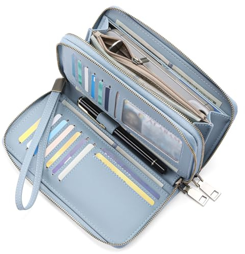 GAEKEAO Geldbörse Damen Groß, Leder Portemonnaie, Geldbeutel groß, viele Fächer & Münzfach mit Reißverschluss