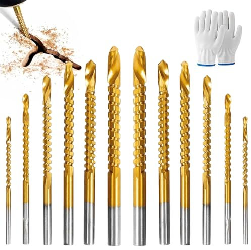6-teiliges Spiralbohrer-Set, Zubehör für Elektrowerkzeuge, 3 bis 8 mm Sägebohrer-Set, langlebige Hochgeschwindigkeits-Schraubendreher-Bohrer für Metall, Kunststoff und Holz (12 Stück)