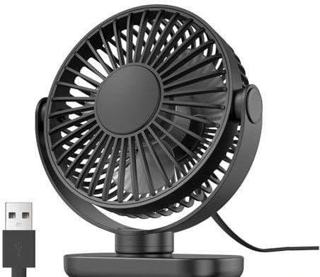 AXFEE Mini Ventilatore USB, Ventilatore Portatile Silenzioso, 3 Velocità 360° Rotante, con Forte Flusso d'aria, Funzionamento Silenzioso Mini Fan, per Ufficio, Casa, Campeggio
