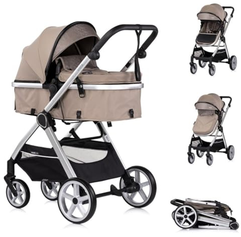 Chipolino Kombikinderwagen 2 in 1 Vista Wickeltasche, Fußabdeckung, Korb, Gurt beige