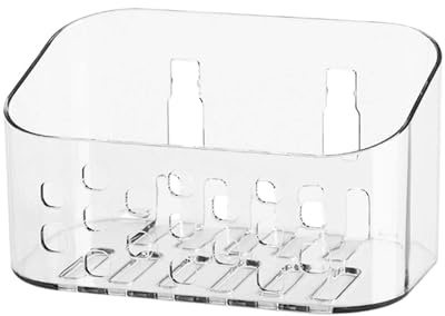 Zimoer Cesta de Ducha Pequeña, Caja de Almacenamiento Transparente para Baño, Organizador de Ducha, Organizador de Baño, Estantería Ducha sin Taladro, Montado Pared Baño Cesta, para baño y cocina