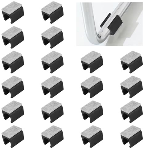 UFURMATE Stuhlpolster, 15 mm, Kunststoff, Bodenschoner für Stuhlbeine, mit Filzpolster, U-förmiger Stuhlrohr-Bodenschoner, rutschfest, rechteckige Stuhlbeine, Spitzen, Schwarz, 20 Stück