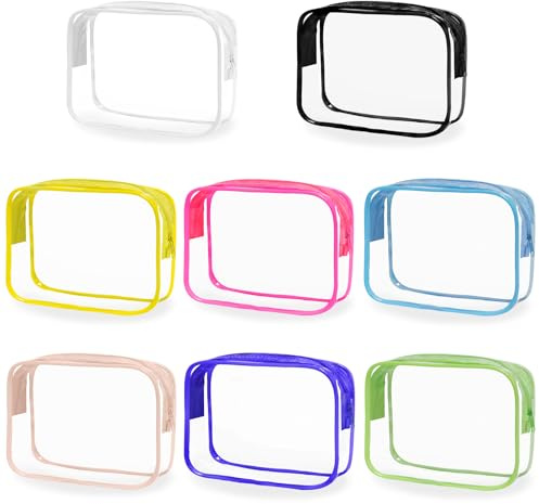 Swpeet 8pcs 8 Farbe 7 × 2,36 × 4 PVC Klare Make-up Taschen mit Reißverschluss, wasserdichte Kosmetik Aufbewahrungstaschen, Toilettenartikel Organizer Tasche, tragbare Reise Make-up Tasche