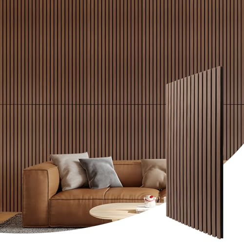 Kaieyres Wood Panels for Wall and Ceiling 47.2 x 23.6 inches 2 PCS - Modern SoundAbsorbing Wall Panels for Interior Wall Decor for Home, Office, Studio - Rustic Oak