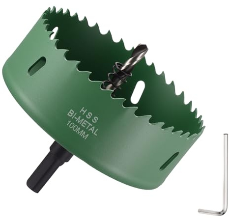 DTGN 4 Bi-Metal Hole Saw M42 HSS - 100mm Hole Cutter - Good for Thick Stainless Steel/Alloy/Aluminium/Brass/Copper - Green
