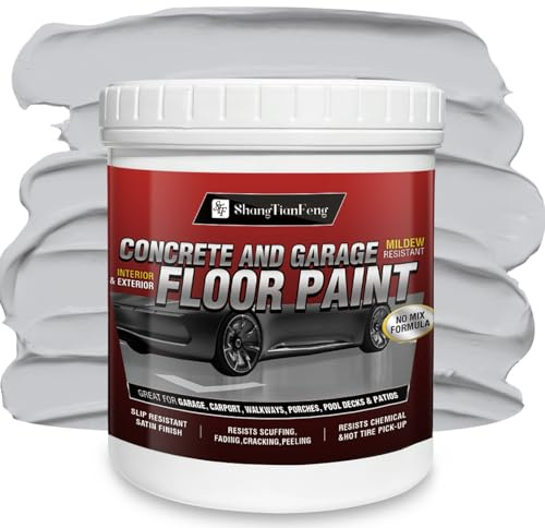 Professional Floor Paint Kit (（Silver Gray ,5 Gallon，800-1000 sq.ft)) - Acrylic Concrete Coating for Garages & Basements | Single Component Formula | Scratch Resistant & Low VOC | Ready-to-Use | Indoor and outdoor compatiblee