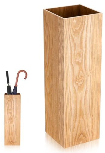 Didiseaon Wooden Umbrella Bucket Stand for Entryway Storage with Open Airflow Design Indoor Holder for Umbrella Drying and Organizer for Home Hotel and Office