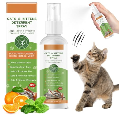 100ML Spray Répulsif pour Chat, Spray Répulsif Chat Intérieur et Extérieur, Spray Anti Griffure Chat pour Éloigner Les Animaux de Compagnie des Zones Limites, Protéger Les Meubles, Le Canapé