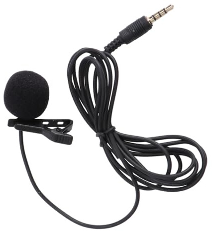 Lurrose Kondensatormikrofon für Handy mit Windschutz Reversibel Tragbar Lavaliermikrofon Ansteckmikrofon für Kamera Laptop Schwarz