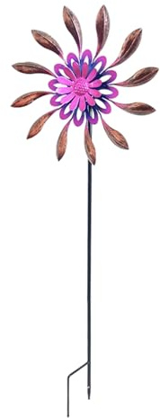 ULIJTH Molino de viento de metal resistente a la intemperie para patios, césped, patio, jardín, espacios al aire libre, decoración artística giratoria, molinillo de viento de metal con revestimiento