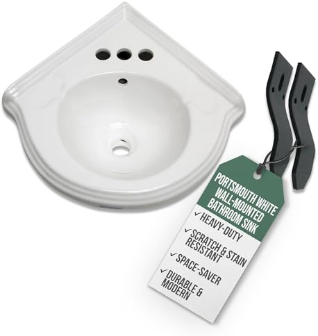 RENOVATORS Supply Manufacturing Portsmouth 22 in.. Corner Wall Mounted Bathroom Sin.k in. White with Overflow and Bracket 97333