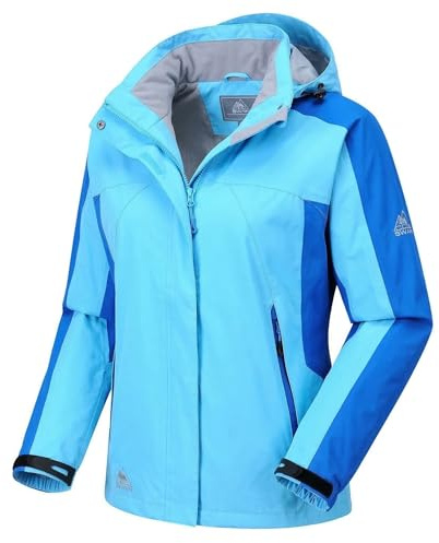 Cox Swain Damen Funktionsjacke Makalu wasserdicht & atmungsaktiv – leichte Outdoorjacke & Regenjacke mit Kapuze – Cox-Tex Membran 3000 mm Wassersäule – windabweisende Übergangsjacke - Blau M