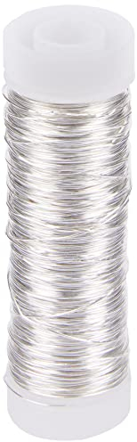 Rayher 2405522 Filo per Gioielli, Bobina Da 50 m, Filo in Rame Laccato Colorato, per Lavori Di Gioielleria e Lavori Creativi, Argento, 0.30 mm Ø