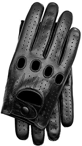 Riparo Genuine Leather Full-Finger Driving Gloves (Small, Black)