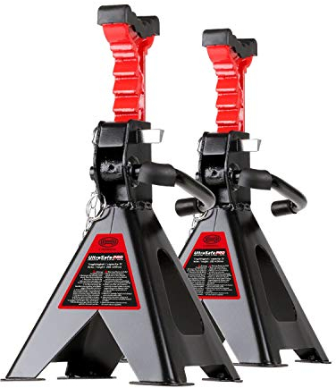 HEYNER® Unterstellbock 2er Set mit Gummiauflage Hubhöhe 300-444 mm TÜV/GS Traglast 2t Stützbock Stützfuß 10-Fach Höhenverstellbar Auto