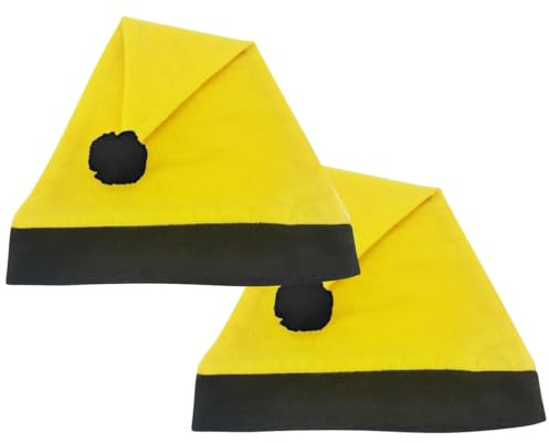 Ciffre 2 er Set Weihnachtsmütze Nikolausmütze Gelb Schwarz Uni Schlicht einfach Mütze X63