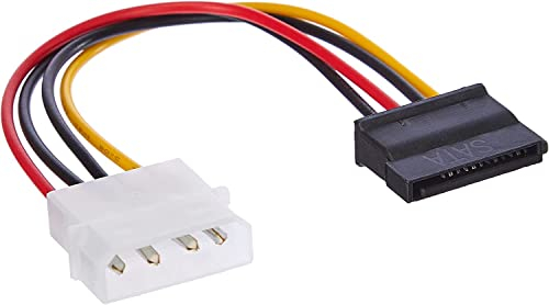 CABLEPELADO Cavo adattatore maschio IDE molex a 4 pin, LP4 a 2 x SATA 15 pin 18 AWG, adatto per HDD, SSD, CD-ROM, 15 cm (1 x SATA)