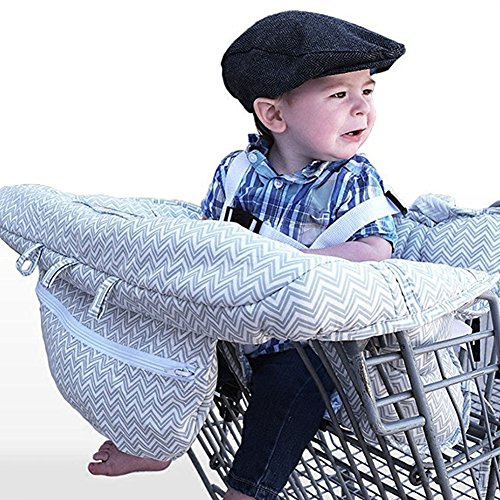 LeRan Réglable Bébé Supermarché Shopping Trolley Protège Siège Housse de chaise haute universelle pour tout-petits et housses de coussins panier avec sac transport, poussettes lavables organiseurs