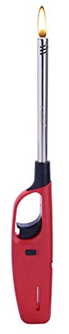 Feuerzeuge Stabfeuerzeug Gas 27 cm Lang Nachfüllbar +1x (Konsumany® Stab- Stumfeuerzeug 12,5 cm Lang) (1 Stück (Rot))