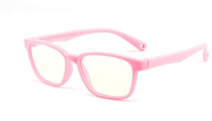 FOURCHEN Anti Blue Light Brille für Kinder Computer Brille, UV-Schutz Blendschutz Brillen Videospielbrille für Kinder (Silicone pink)