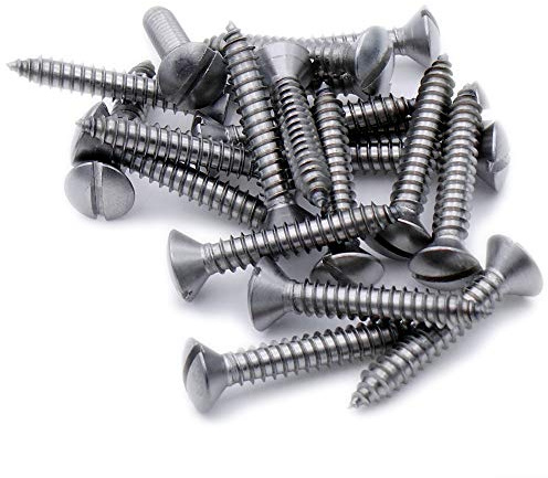 Nr. 6 x 0,375 (3,5 mm x 9,5 mm) Senkkopf-Blechschraube mit Schlitz, Edelstahl (A2), 20 Stück