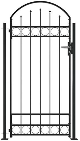 Festnight Portail de Clôture à Dessus Arqué et 2 poteaux Portail de Jardin 100x200 cm Noir