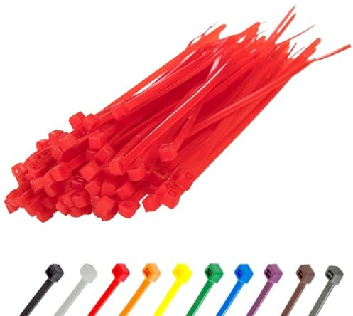GTSE 6” Red Zip Ties, 100 Pack, 40lb Strength, UV Resistant Strong Nylon Cable Ties, Self-Locking 6 Inch Tie Wraps