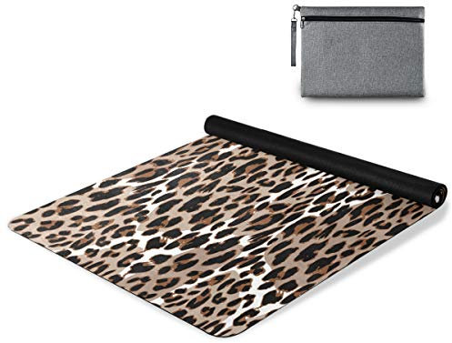 Mnsruu Yogamatten-Handtuch, rutschfest, faltbar, Leoparden- oder Jaguar-Muster, schweißabsorbierend, für Hot Yoga, Fitnessstudio, Pilates, Fitness
