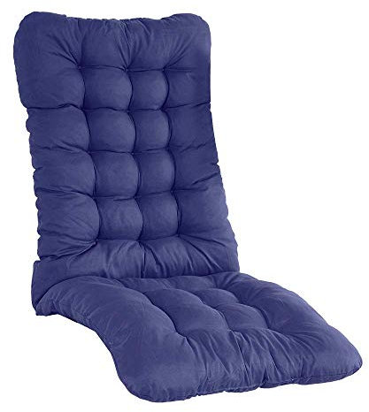 Yuly High Back Chair Cushion Garden Patio Sun Lounger Cushion Padded Recliner Seat Pad with Backrest Non-slip Deckchair Seat Cover 120x50cm Blue