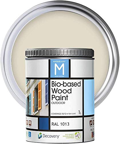 Impregnante per Legno Esterno - Giallo - RAL 1013-1 Litro - Protegge dall'Acqua, Umidità e Raggi UV - Vernice Naturale ad Alta Copertura e Rifinitura Semi Opaca - Asciugatura Veloce