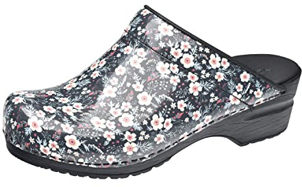 Sanita Isalena Mule Clog | Original Handmade Flexible Leather Clog for Women | Maximum stability | Anatomical shaped footbed with soft foam | Shock absorbing heel | Black | 36