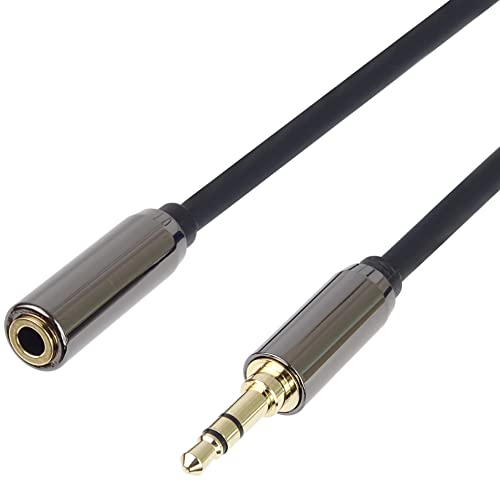 PremiumCord Verlängerung HQ-Klinkenkabel 3,5mm, Klinkenstecker 3,5mm, StereoJack Stecker auf Buchse, Aux Headset Audio Verlängerungskabel, Geschirmt, Metallverbinder, M/F, Länge 1,5 m