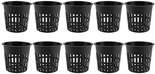 Haofy 10 Stück Hydroponics Net Pot Garden Schlitzgitterbecher, Kunststoff Pflanzkorb für Hydroponik, Aeroponik, Orchideen (schwarz/weiß)(schwarz)