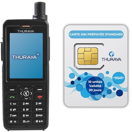 OSAT Téléphone Satellite Thuraya XT-Pro + Carte SIM prépayée Standard 10 unités | Validité de 30 Jours | Couverture Voix & SMS pour la Communication en Zones éloignées et d'urgence