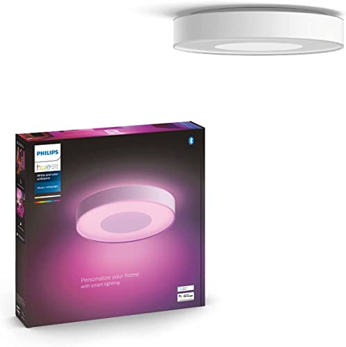 Philips Hue – Lámpara de techo LED inteligente Hue Infuse 52W-3450 lúmens, Luz Blanca y de Colores, Compatible con Alexa y Google Home, Color Blanco, diámetro 42,5cm