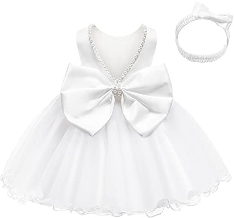 LZH Baby Flickor Ruffle Spets Rygglös med huvudbonader Bowknot Flower Klänningar Peant Party Bröllop