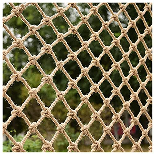Fishing Net Decor,Child Safety Net, Hemp Rope Decoration Net Hand-Woven Garden Fence Nets Plant Climbing Net Stair Balcony Safety Net Anti-Fall Protection (Color : Beige-6mm, Size : 3x3m)
